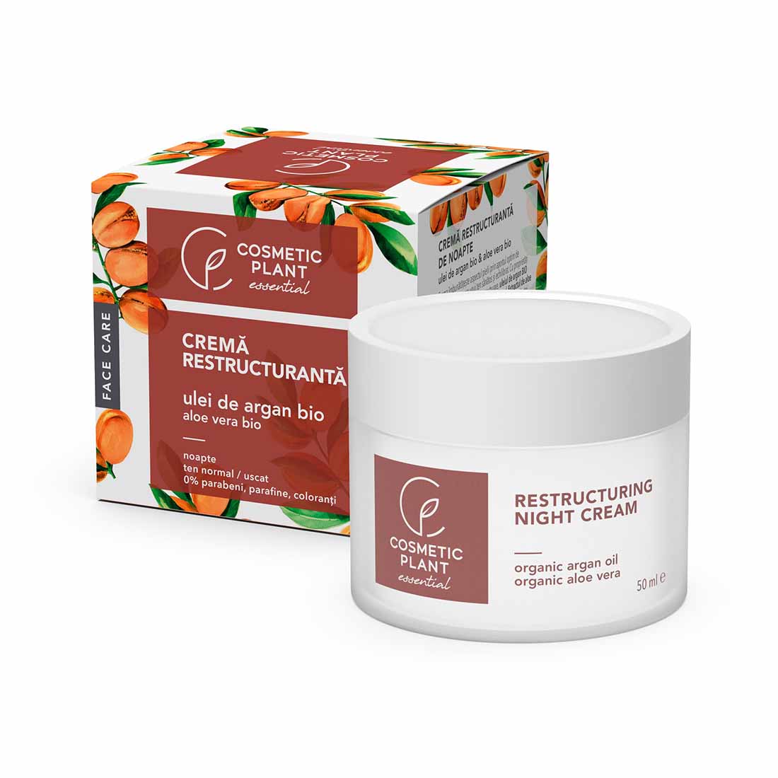 Cosmetic Plant Essential Restructuring Night Cream with Argan Oil and Aloe Vera 50ml
